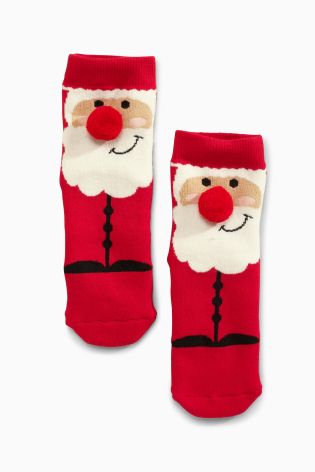Red Cosy Santa Socks (Older Girls)
